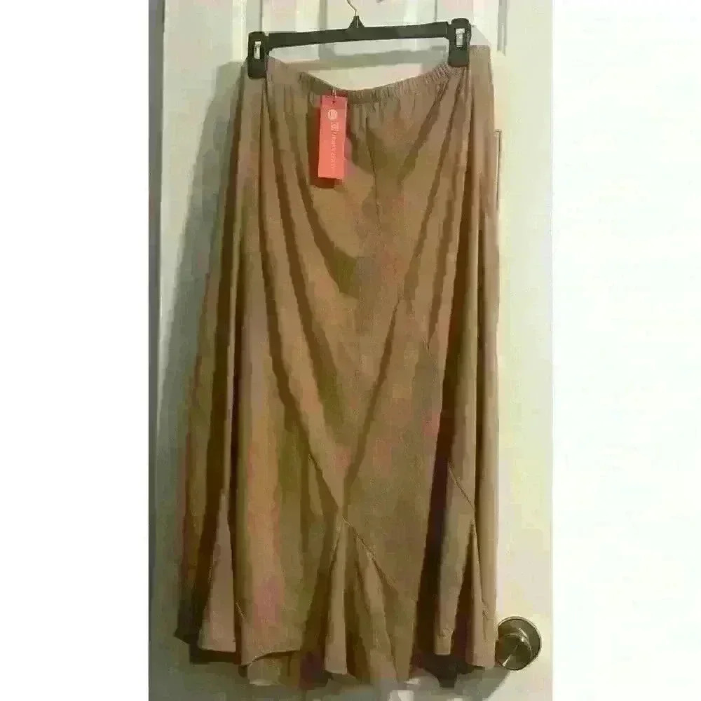 Urban Coco Womens Skirt XXL Brown Midi Elastic Flowy Office Career